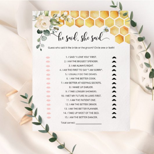 ビーは彼女はブライダルシャワーゲームと言った