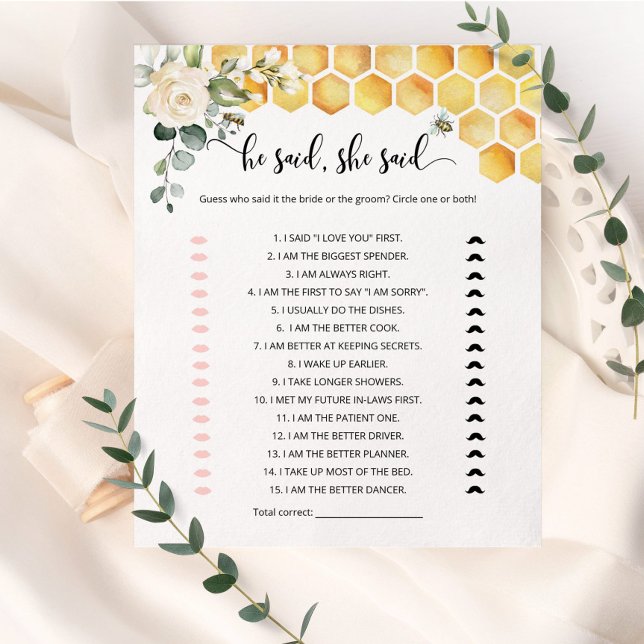 ビーは彼女はブライダルシャワーゲームと言った (クリエイターアップロード済み)