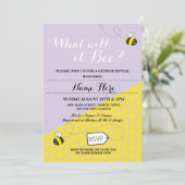 ビーは?パープルベビーシャワーパーティー招待状 招待状 (スタンド正面)