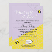 ビーは?パープルベビーシャワーパーティー招待状 招待状 (正面/裏面)