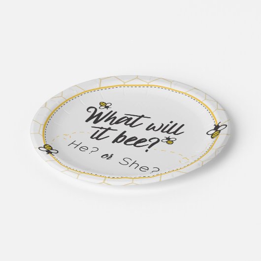 ビーは？彼女は、赤ちゃんのシャワーを明かす ペーパープレート (アングル)