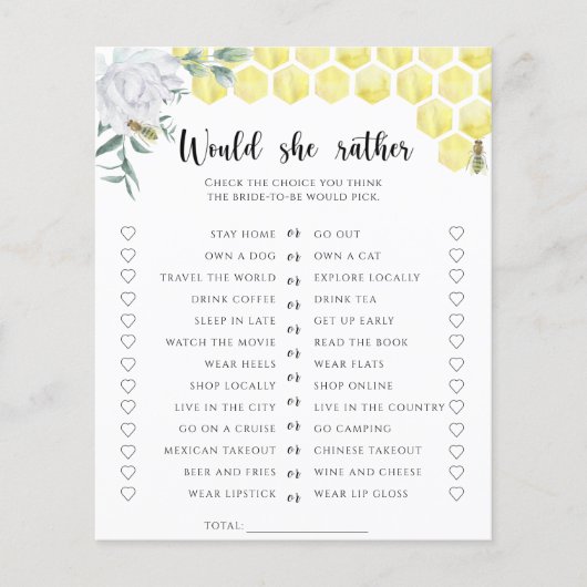 ビーをテーマにした彼女はむしろブライダルシャワーゲーム (正面)