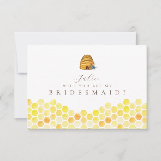 ビーをテーマにした花嫁メイドカード 招待状 (正面)