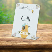 ビーをテーマにした赤ちゃんシャワー卓上看板 台座サイン