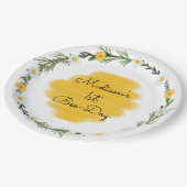 ビーをテーマにした1歳の誕生日パーティープレート|ビー·デイ ペーパープレート (アングル)