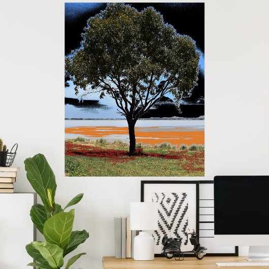 ビーアック湖ソロツリーポスター ポスター (ホームオフィス)