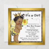 ビーアフリカンアメリカンガールベビーシャワー 招待状 (正面)