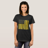 ビーアメリカ国旗レトロスタイル気候フラワー1 Tシャツ (正面フル)