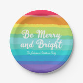 ビーアンドブメリーライトレインボーカスタムクリスマスパーティー ペーパープレート (正面)