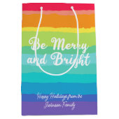 ビーアンドブメリーライトレインボーカスタムクリスマスパーティー ミディアムペーパーバッグ (正面)