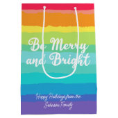 ビーアンドブメリーライトレインボーカスタムクリスマスパーティー ミディアムペーパーバッグ (裏面)