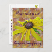 ビーアンドブラックアイドスーザン引っ越し祝いパーティーパーティー インビテーションポストカード (正面/裏面)