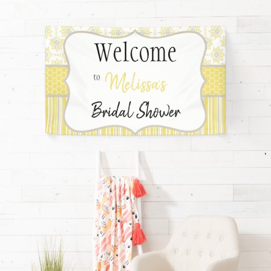 ビーイエローとグレーのジオメトリックバナー 横断幕 (インサイチュ)