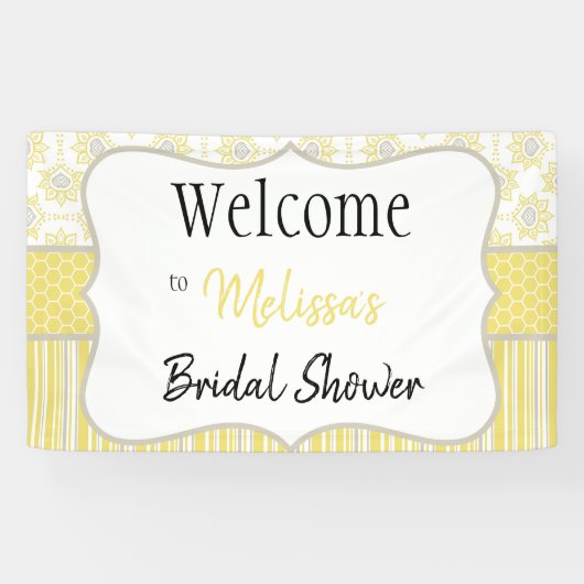 ビーイエローとグレーのジオメトリックバナー 横断幕 (横)