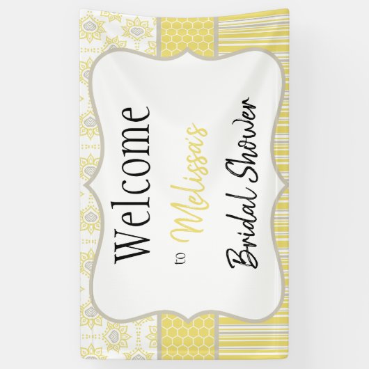 ビーイエローとグレーのジオメトリックバナー 横断幕 (縦)