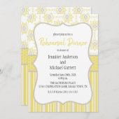 ビーイエローとグレーの幾何リハーサルディナー 招待状 (正面/裏面)