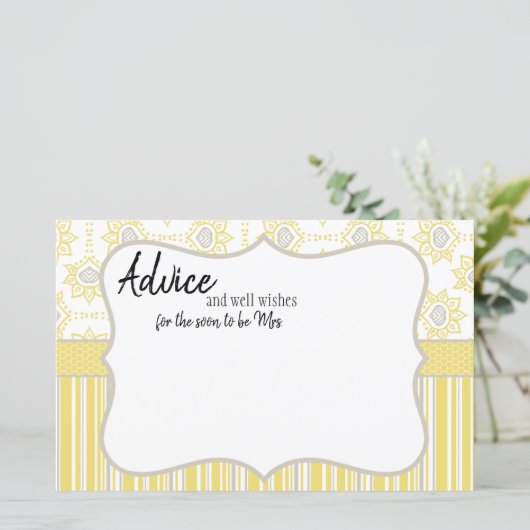 ビーイエローとグレーの幾何学的アドバイスカード (スタンド正面)