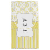 ビーイエローとグレーの幾何学的カスタム スモールペーパーバッグ (裏面)