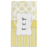 ビーイエローとグレーの幾何学的カスタム スモールペーパーバッグ (正面)