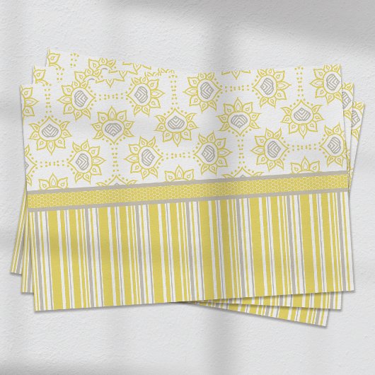 ビーイエローとグレーの幾何学的カスタム 薄葉紙