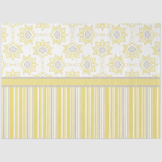 ビーイエローとグレーの幾何学的カスタム 薄葉紙 (正面)