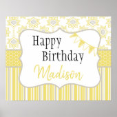 ビーイエローとグレーの幾何学的 ポスター (正面)