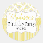 ビーイエローとグレーの幾何学的 ラウンドシール (正面)