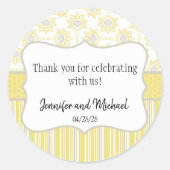 ビーイエローとグレーの幾何学的 ラウンドシール (正面)