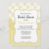 ビーイエローとグレーの幾何学的 招待状 (正面/裏面)