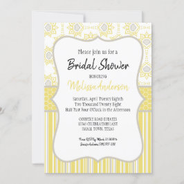 ビーイエローとグレーの幾何学的 招待状