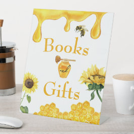 ビーイエローハニーウォーターカラーフローラベビーシャワー 台座サイン