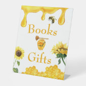 ビーイエローハニーウォーターカラーフローラベビーシャワー 台座サイン (正面)