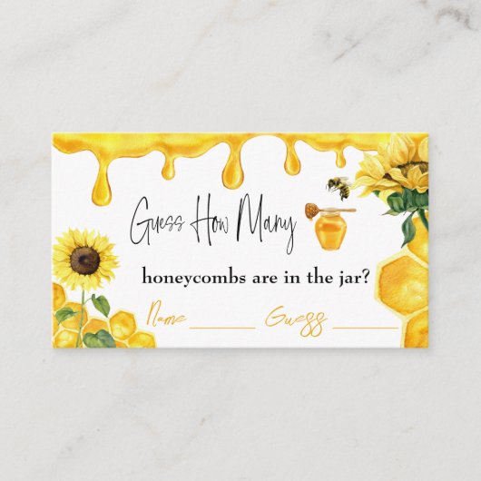 ビーイエローハニー推測いくつ赤ちゃんシャワーゲーム エンクロージャーカード (正面)