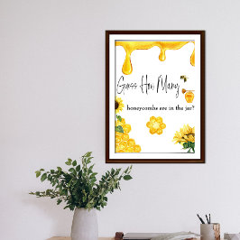 ビーイエローハニー推測いくつ赤ちゃんシャワーゲーム ポスター