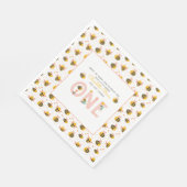 ビーイエロー&ピンクフローラワンベビー1歳 スタンダードランチョンナプキン (角)