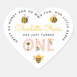 ビーイエロー&ピンクフローラワンベビー1歳 ハートシール