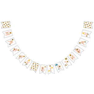 ビーイエロー&ピンクフローラワンベビー1歳 バンティングフラッグ