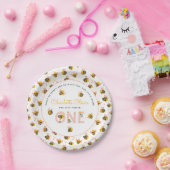 ビーイエロー&ピンクフローラワンベビー1歳 ペーパープレート (パーティー)