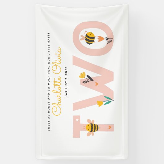 ビーイエロー&ピンクフローラ2ベビー2歳 横断幕 (縦)