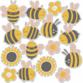 ビーイエロー&ピンクフローラ シール (正面)