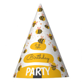 ビーイエロー&ピンクベビーの誕生日 パーティーハット