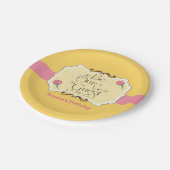 ビーウアゲストイエロー&ピンクローズプリンセスパーティー ペーパープレート (アングル)