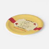 ビーウアゲストイエロー&レッドローズプリンセスパーティー ペーパープレート (アングル)