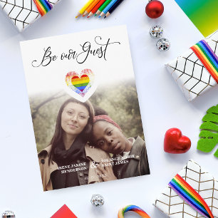 ビーウアーゲストプライドレインボーハートレズビアンゲイLGBT 招待状