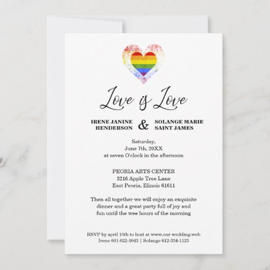 ビーウアーゲストプライドレインボーハートレズビアンゲイLGBT 招待状 (裏面)