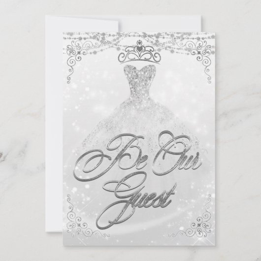 ビーウアーゲストプリンセスホワイトシルバースウィート16パーティー 招待状 (裏面)