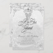 ビーウアーゲストプリンセスホワイトシルバースウィート16パーティー 招待状 (正面/裏面)