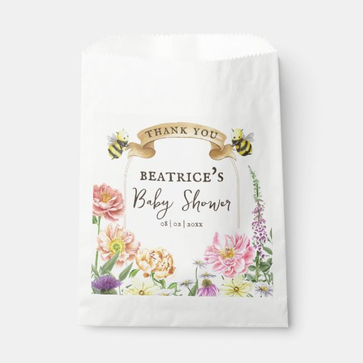 ビーエレガントとワイルドフラワーの赤ちゃんシャワーありがとう フェイバーバッグ (正面)