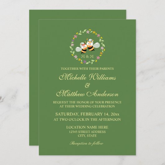 ビーエレガントズのお洒落ため結婚のセージ 招待状 (正面/裏面)