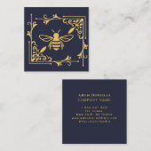 ビーエレガントロゴビー養蜂ネイビーブルー スクエア名刺 (正面/裏面)